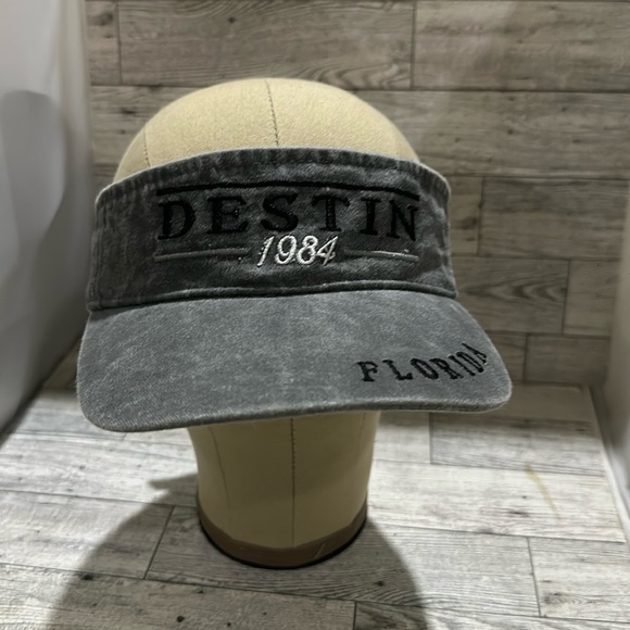 Destin Florida gray distressed summer beach visor hat - Picture 1 of 6